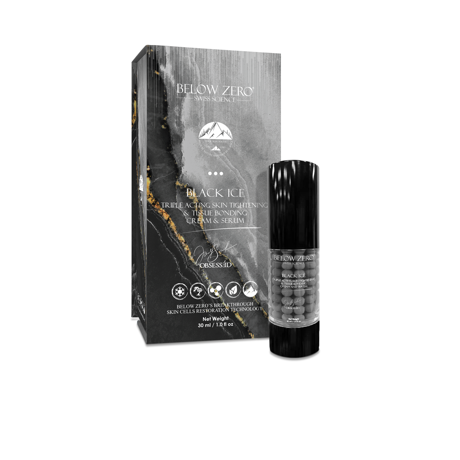 Below Zero Black Ice Triple Acting Skin Tightening & Tissue Bonding Cream & Serum